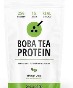 Boba Tea Protein Matcha Latte | 25g Grass-Fed Whey Protein Isolate Powder | Gluten