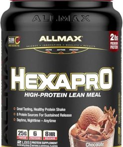 ALLMAX HEXAPRO- Chocolate – 2 lb – 25 Grams of Protein Per Serving – 8-Hour Sustained Release – Zero Sugar – 21 Servings