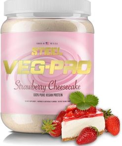 Steel Supplements Veg-PRO | Vegan Protein Powder- Strawberry Cheesecake | 25 Servings (1.65lbs) | Organic Protein Powder with BCAA Amino Acid | Gluten Free | Non Dairy | Low Carb Formula