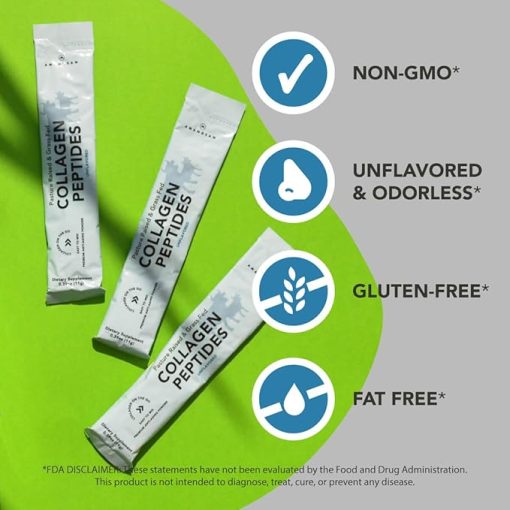 AMANDEAN Collagen Peptides Powder Packets | 30 Individual Stick Packs | Grass-Fed Hydrolyzed Collagen Protein | Unflavored- Easy to Mix | Travel Friendly | Promotes Healthy Gut - Image 2
