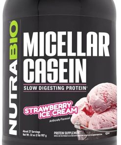 NutraBio Micellar Casein Protein Powder-Casein Protein Powder Strawberry