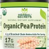 Herbal Secrets Organic Pea Protein Powder | 2 Lbs. | 17 Grams Protein Per Serving | 4.2 Grams BCAA Supplement | Non-GMO | Gluten Free | Made in USA