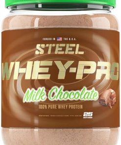 Steel Supplements Whey-Pro | 100% Pure Whey Protein Powder for Men and Women | Milk Chocolate | Muscle Gain & Lean Muscle Recovery | Gluten Free | 1.65 lbs | BCAA 5g | Non