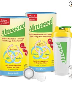 Almased Meal Replacement Shakes for Weight Loss – Protein Powder – Starter Kit (Almond Vanilla Flavor- 2 Cans of 17.6 oz + Shaker Bottle + Scoop)
