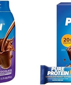 Pure Protein Whey Protein Powder 25g Protein 1.75lb + Protein Bars 20g Protein 12 Count Chocolate Peanut Butter