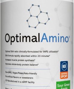 OptimalAmino Amino Acid Powder | 99% Utilized Essential Amino Acid (EAA) Supplement | Pre/Post Workout & Muscle Recovery | NSF for Sport Certified | Sour Green Apple Flavor