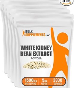BulkSupplements.com White Kidney Bean Extract – Powdered Extract for Digestive Support- Protein Source – Gluten Free – 1500mg per Serving