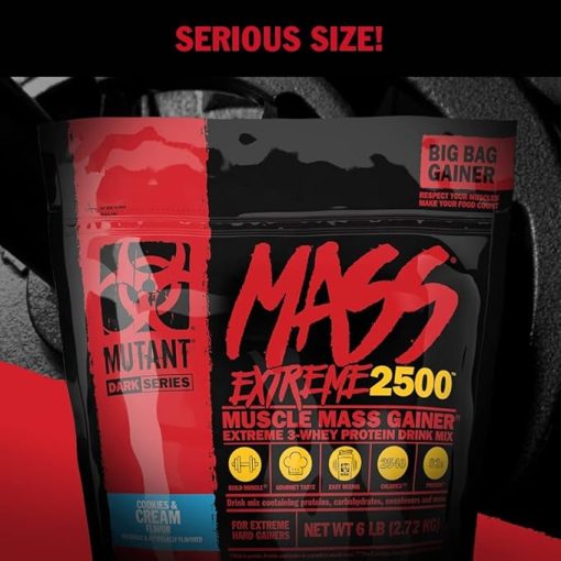 Mutant Mass Extreme Gainer – Whey Protein Powder – Build Muscle Size and Strength – High Density Clean Calories (Jacked Berry Blast- 6 lbs) - Image 2