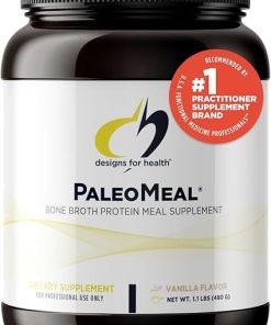 Designs for Health PaleoMeal – Bone Broth Protein Powder with 17g Protein- Meal Replacement Shake Dietary Supplement with Active Folate + Chelated Minerals