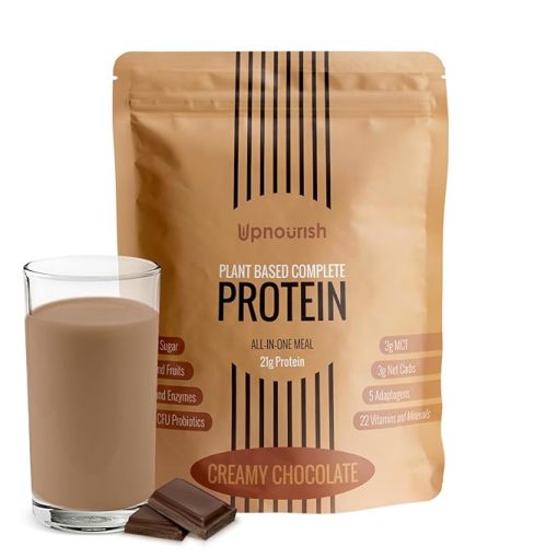 UpNourish Chocolate Vegan Protein Powder 54 Superfoods Powder-1.5 Billion CFU Probiotics 21g Plant Based Protein