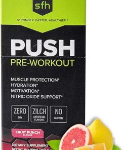 SFH Push Pre-Workout Powder (Fruit Punch) Best Tasting 5g BCAA’s for Muscle Repair | Non-Dairy- No Artificial Flavors