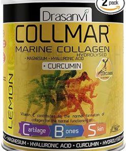 Drasanvi (2 Pack COLLMAR Hydrolyzed Collagen with Magnesium and Turmeric 300g Powder Lemon Flavor- Proteins for Muscle Growth