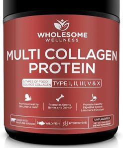 Wholesome Wellness Multi Collagen Protein Powder Hydrolyzed (Type I II III V X) Happy Formula Natural Stress Formula Relief Supplement Bundle 2