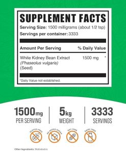 BulkSupplements.com White Kidney Bean Extract – Powdered Extract for Digestive Support- Protein Source – Gluten Free – 1500mg per Serving 2