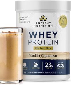 Ancient Nutrition Grass Fed Whey Protein + Fat Loss Blend- Vanilla Cinnamon