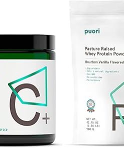 Puori Whey Protein Powder and Creatine Monohydrate Bundle – Bourbon Vanilla PW1 Pasture