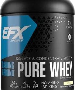 EFX Sports Training Ground Pure Whey Protein Powder | Fast Digesting Isolate & Concentrate | Muscle Growth & Recovery | 24g Protein | 32 Servings (Vanilla)