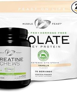 Muscle Feast Isolate + Creatine Candy Bundle: 1 Whey Protein Isolate (Vanilla- 5lb) + 1 Creatine Candy (Lemon Lime