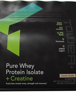 Tower+™ Pure Whey Protein Isolate Powder with Creatine – Muscle Recovery & Growth Support Formula- 30g Protein per Serving