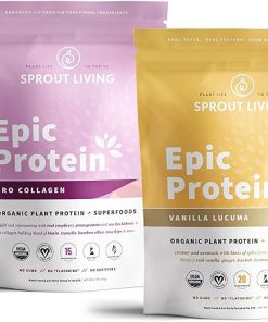 Sprout Living Epic Protein Bundle – Vanilla Lucuma & Pro Collagen (20g Organic Plant-Based Protein Powder- Vegan