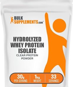 BulkSupplements.com Hydrolyzed Whey Protein Isolate Powder – Clear Whey Isolate Protein – Unflavored & Gluten Free- 30g per Serving