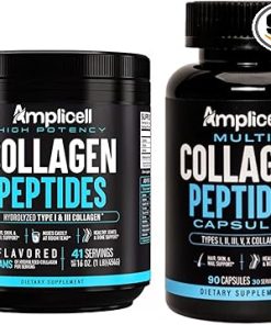 Collagen Peptides Powder 454g – Unflavored Collagen for Women & Men + Multi Collagen Peptides Capsules for Hair Skin & Nails