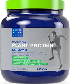 POWERLIFE Tony Horton High Impact Plant Protein Powder with 3000 MG of HMB (Vanilla – New Formula) Foundation Four Greens Drink with Pre & Pro Biotics- Essential Magnesium (Strawberry) 2