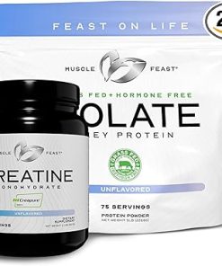 Muscle Feast Creatine + Isolate Big Bundle Unflavored: 1 Creatine Powder (Unflavored- 2lb) + 1 Whey Protein Isolate (Unflavored