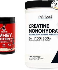 Six Star 100% Whey Protein Plus Vanilla Cream 1.8lbs and Nutricost Creatine Monohydrate Micronized Powder 500G Muscle Builder Bundle