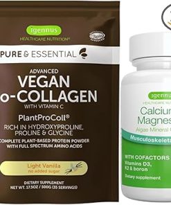 Vegan Vanilla Collagen Protein Powder + Calcium & Magnesium Complex Bundle- Comprehensive Bone Support