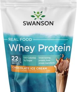 Swanson Real Food Chocolate Ice Cream Whey Protein Powder with Amino Acids Sports Nutrition Muscle Workout Support