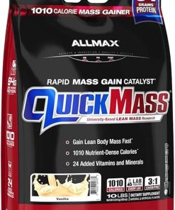 ALLMAX QUICKMASS- Vanilla – 10 lb – Rapid Mass Gain Catalyst – Up to 64 Grams of Protein Per Serving – 3:1 Carb to Protein Ratio – Zero Trans Fat – Up to 70 Servings