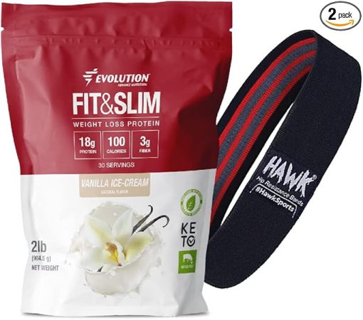 Evolution Advance Nutrition Fit & Slim Blend- 2 Pounds + Resistance Loop Bands for Home Exercise – Grass Fed Whey Protein Powder