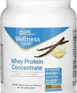 Life Extension Wellness Code Whey Protein Concentrate 20g Muscle Growth & Immune Health – Sourced From Grass-Fed- Free-Range
