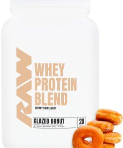 RAW Whey Protein Powder Blend- Glazed Donut (20 Servings) – Grass-Fed Microfiltered Protein Isolate for Muscle Growth & Recovery – Pre & Post Workout Sports Nutrition Supplement for Men & Women