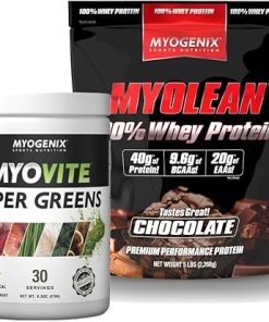 Myogenix Myovite Supergreens Supplement Powder Myolean Whey Protein – Chocolate- 5 LBS