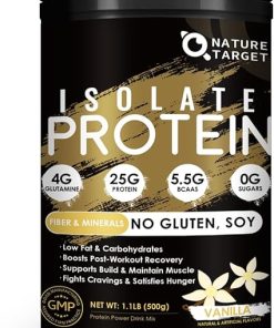 NATURE TARGET Isolate Whey Protein Powder Vanilla- 25g Protein Low Carb Sugar-Free & Gluten-Free