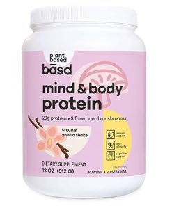 basd Mind & Body Protein- Creamy Vanilla Shake | 20g Plant-Based Protein & 5 Functional Mushrooms | Vegan