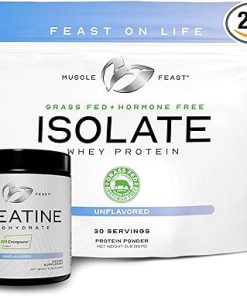 Muscle Feast Isolate + Creatine Bundle: 1 Whey Protein Isolate (Unflavored- 2lb) + 1 Creatine Powder (Unflavored