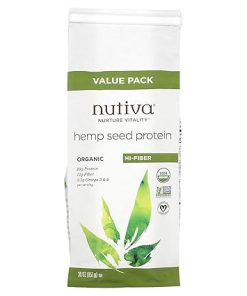 Nutiva USDA Organic Cold-Pressed Raw Hemp Seed Plant Protein with Hi-Fiber and Essential Amino Acids Powder- Non-GMO