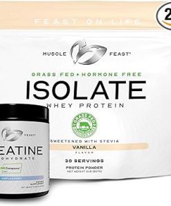 Muscle Feast Isolate + Creatine Bundle: 1 Whey Protein Isolate (Vanilla- 2lb) + 1 Creatine Powder (Unflavored