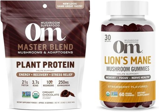 OM MUSHROOM SUPERFOOD Master Blend Plant-Based Protein Powder- 19.26 Ounce