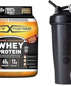 Body Fortress Super Advanced Whey Protein Powder- Chocolate (1.78 lbs) and BlenderBottle Classic Shaker Bottle (28 oz)