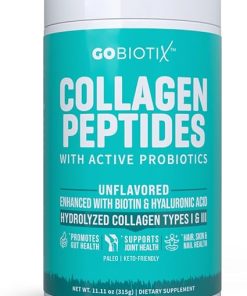 GOBIOTIX Collagen Powder Supplement with Probiotics – Hydrolyzed Protein Collagen Powder for Women – Hair Skin and Nails- Joint and Digestive Health – Collagen Peptides Type I and III – 30 Servings