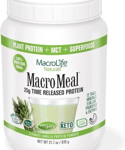 MacroLife Naturals MacroMeal Vegan Protein Powder Superfood Greens Probiotics + Fiber- Immune Energy Digestive Daily Essentials for Women & Men Gluten-Free – (15 Servings) (15 Servings