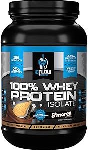 eFlow Nutrition 100% Whey Protein Isolate – Gluten & Lactose-Free Digestive Enzymes Added- Low Carb