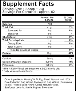 Healthy ‘N Fit 100% Egg Protein- Vanilla (4lb): 100% Egg White Protein Plus Natural Peptides.-Naturally Sweetened- Pure 2