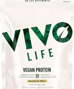 Vivo Vegan Protein Powder – 0.7 oz of Plant-Based Protein per Scoop- 30 Servings (31.7 oz) (Vanilla)