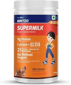 Supermilk Daily Nutrition Powder (8-12Y Young Athlete)-Double Chocolate- 400G|9G Protein with Zero Refined Sugar
