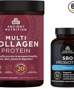 Ancient Nutrition SBO Ultimate Probiotics Capsules- 60 Count + Multi Collagen Protein Powder